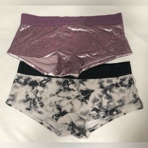 2PK Pink women’s Panties purple Velvet soft/ tie dye gray.
Size M.